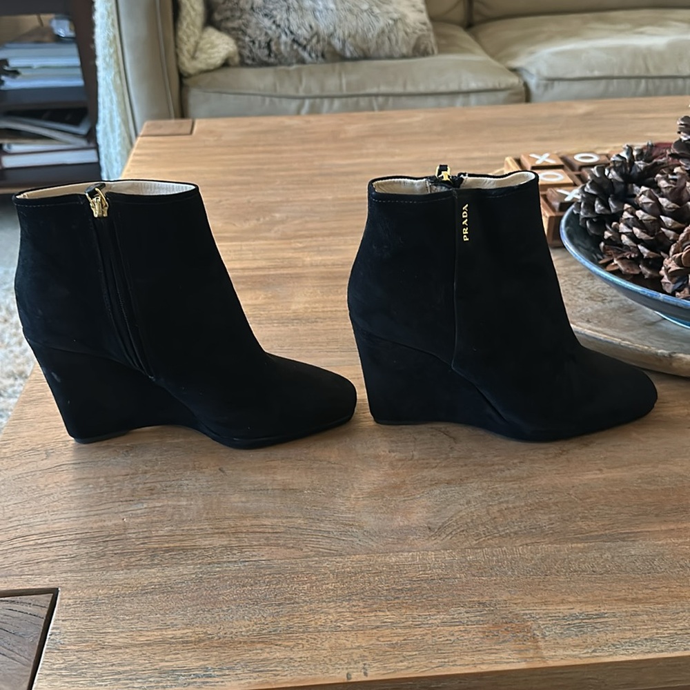 Brand New Prada Wedge boots. Size 6 1/2. Suede Made in Italy - Picture 2 of 8